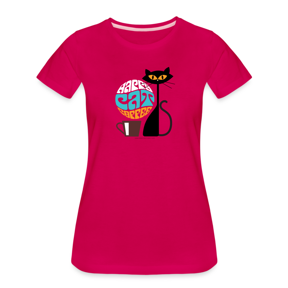 Happy Cat Coffee Women's T-Shirt - Magenta - dark pink