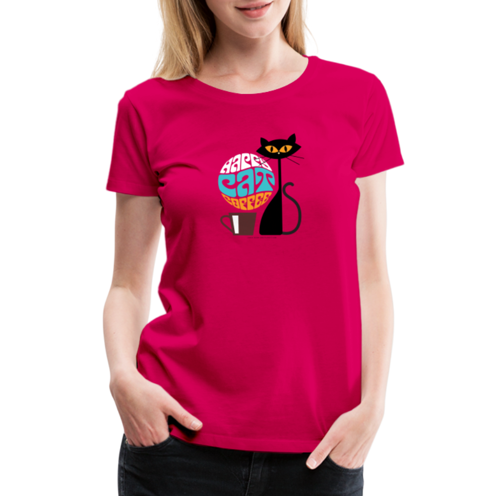 Happy Cat Coffee Women's T-Shirt - Magenta - dark pink