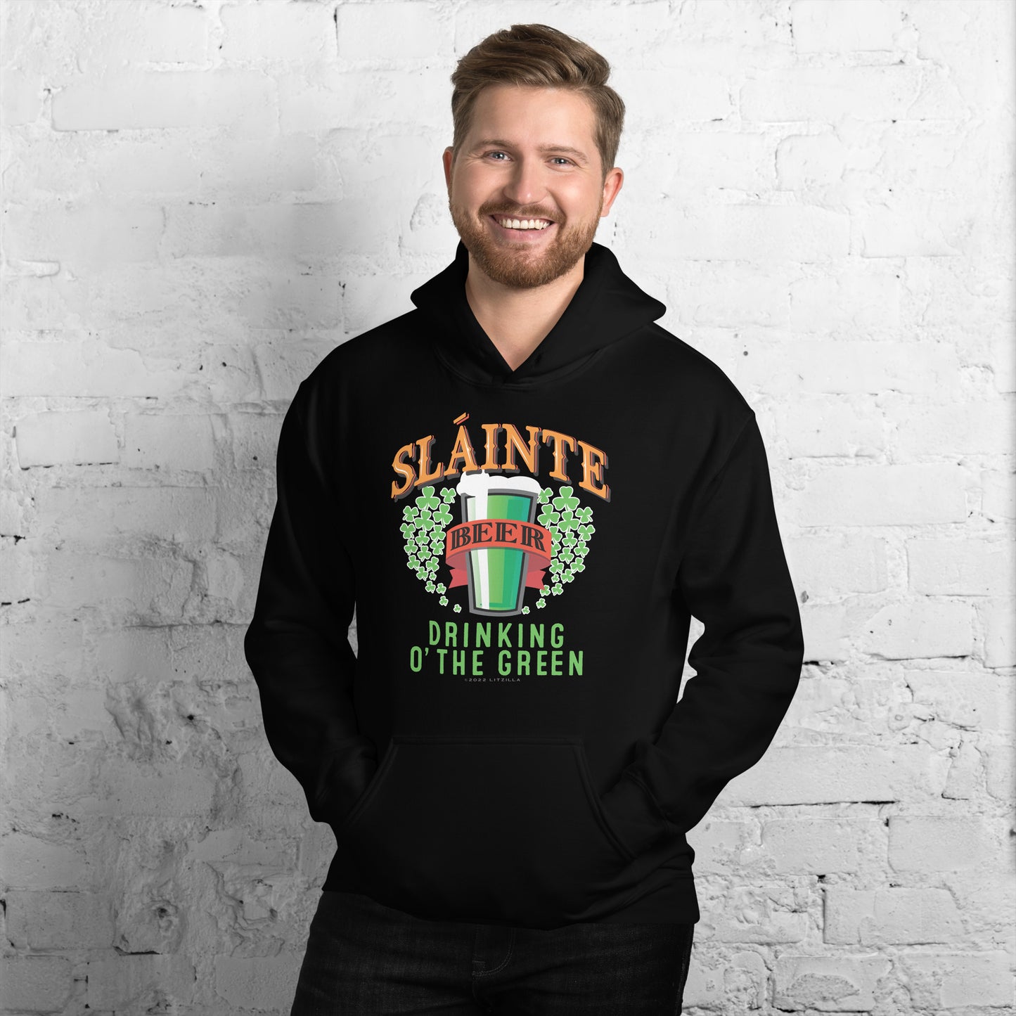 Fun Irish Hoodie-Sláinte-Drinking O' The Green for St. Patricks Day