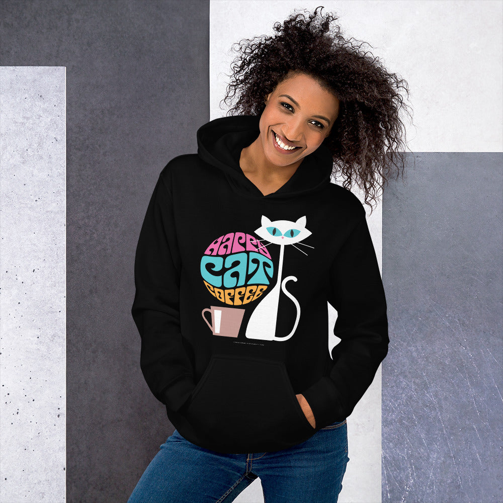 Happy Cat Coffee Hoodie - Black