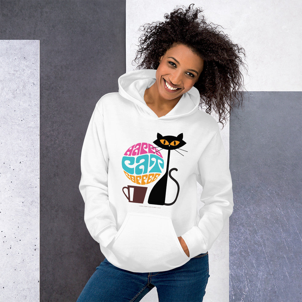 Happy Cat Coffee Hoodie - White